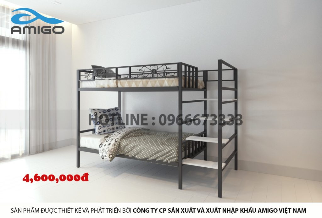 giường tầng sắt sinh viên 1,4x2m