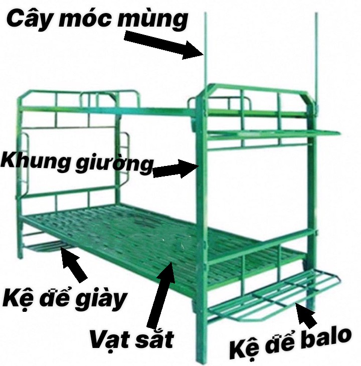 mẫu giường tầng sắt quân đội bộ đội chiến sĩ